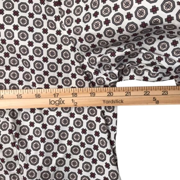 Talbots Shirt Size 16 White Geo Pattern Button Up Wrinkle Resistent Long Sleeve - Picture 5 of 9